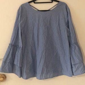 Ann Taylor LOFT Blue and White Striped Blouse